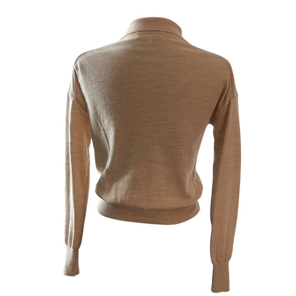 Madewell 100% Merino Wool Polo Sweater XS Beige Collared Preppy Fall Knit - Picture 5 of 9